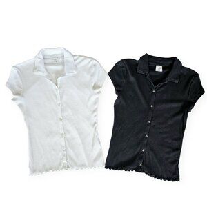 Abercrombie Kids Black & White Button-through Polo Bundle